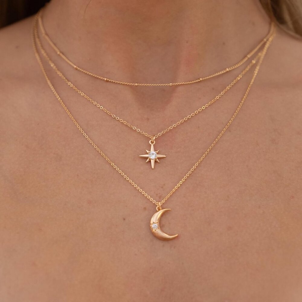 Necklace for Women, 14K Gold-Plated Dainty Choker, Silver Layered Necklaces for - Picture 3 of 6